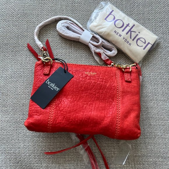 BOTKIER Salmon Leather Zip Crossbody LOGAN Organizer Wristlet Bag - Brand New - Picture 7 of 8